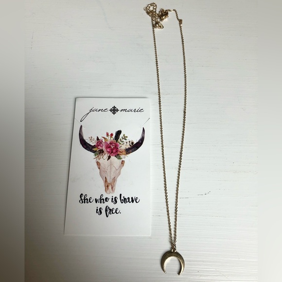 NEW Jane Marie Gold Crescent Dainty Pendant Western Look Necklace - Picture 4 of 6